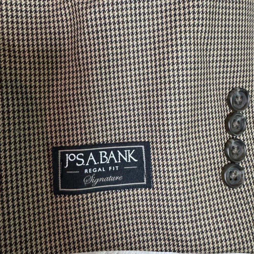 NEW Jos A Bank Mens Signature Brown Black Houndstooth 100% Wool Blazer 50R
